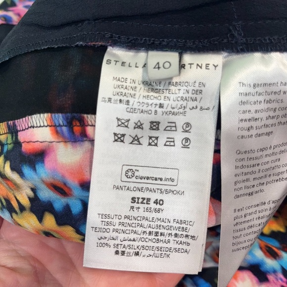 STELLA MCCARTNEY Sophie Silk Set Dark Floral Top Pant IT 40 US 4 Matching Outfit - Picture 15 of 16